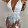 Women Sexy Triangle Split Bikini Suit Set Tie Side G-String Thong Swimsuit One Shoulder Elastic
