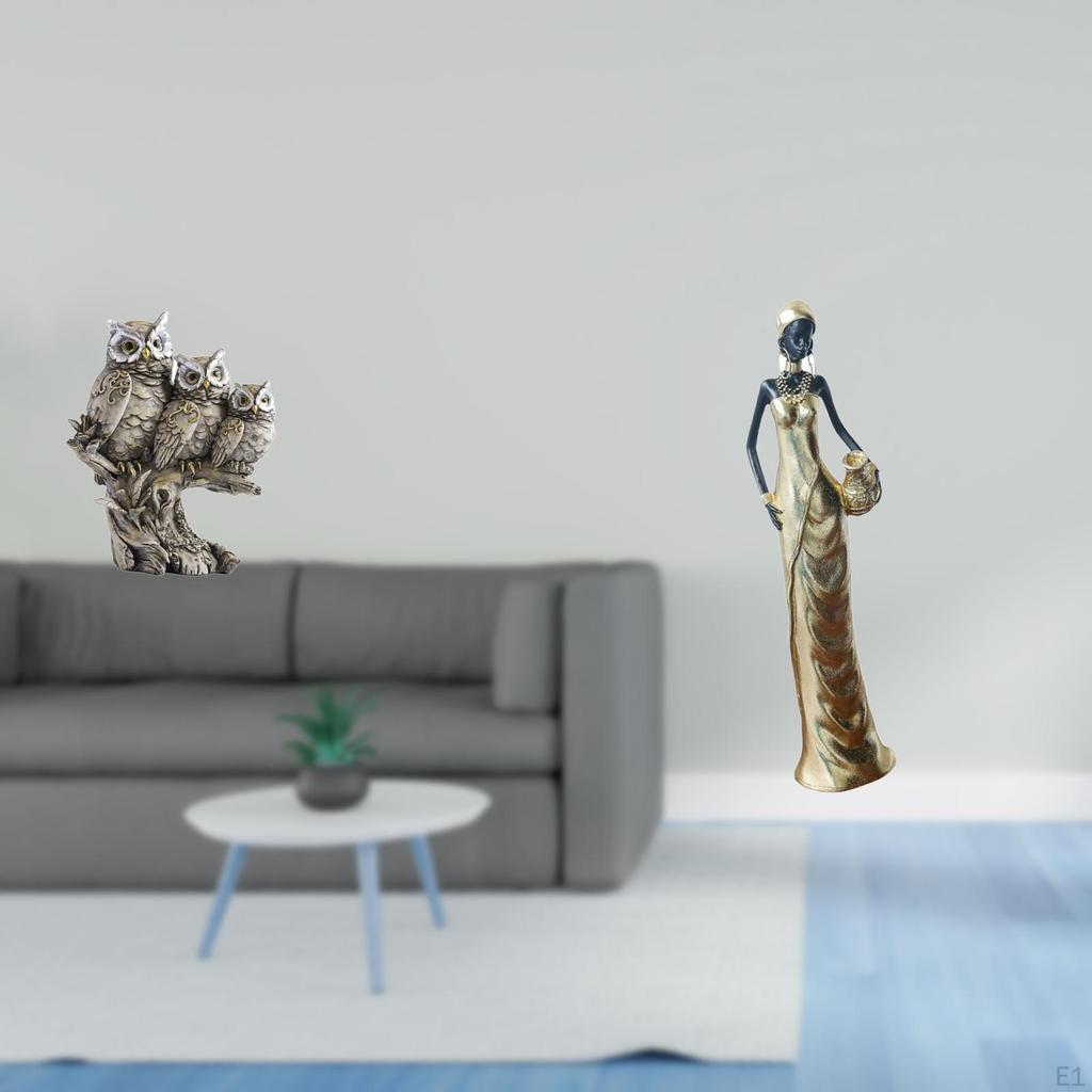 Modern Owl Animal Sculpture Tabletop Ornament for Living Room Office Cabinet Decor with Vintage
