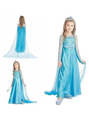Gefrorene Elsa Prinzessin Langarm Tüllkleid für Mädchen - Geburtstags- & Party-Outfit