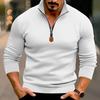 Autumn/Winter Men's Casual Fleece-Lined Solid-Colour Long-Sleeved Half-Zip Stand-Collar Sweatshirt Top