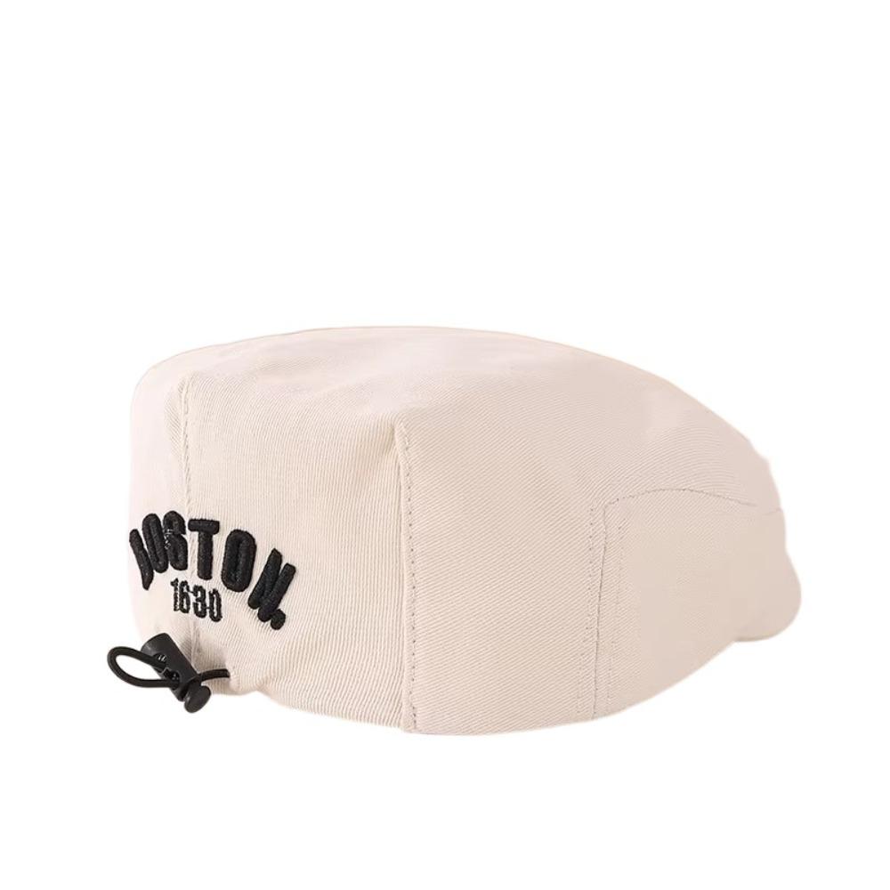 Embroidered Letter Baby Beret Hat Drawstring Newsboy Cap Adjustable Kids Peaked Cap  Girl