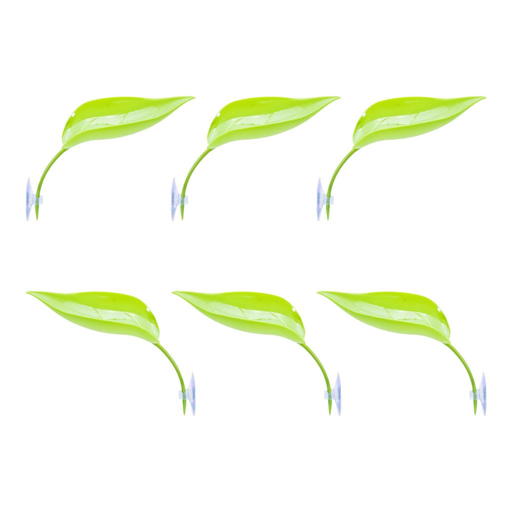 Turtle Basking Platform 6PCS Tree Frog Tank Accessories Leaf Shape Bearded Dragon Platform Suction Cups Resting Leaves