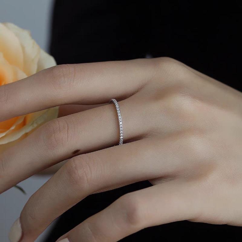 925 Sterling Silver Plated 18K Gold Inlaid Zircon Ring for Women Exquisite Simple Light Luxury High Quality Jewelry
