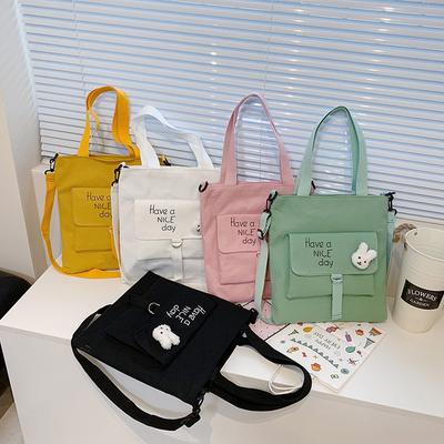 Canvas-Tasche neue Damen-Umhängetasche literarisch einfarbige Umhängetasche große Kapazität Studenten-Nachhilfetasche Rucksack