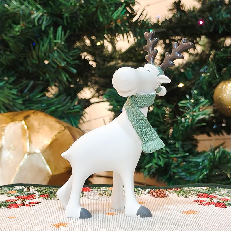 Sculptură ren de Crăciun, Statuetă din rășină pentru sărbători, Ornament decorativ de familie pentru Crăciun, Dormitor, Sufragerie, Decor pentru atmosferă festivă