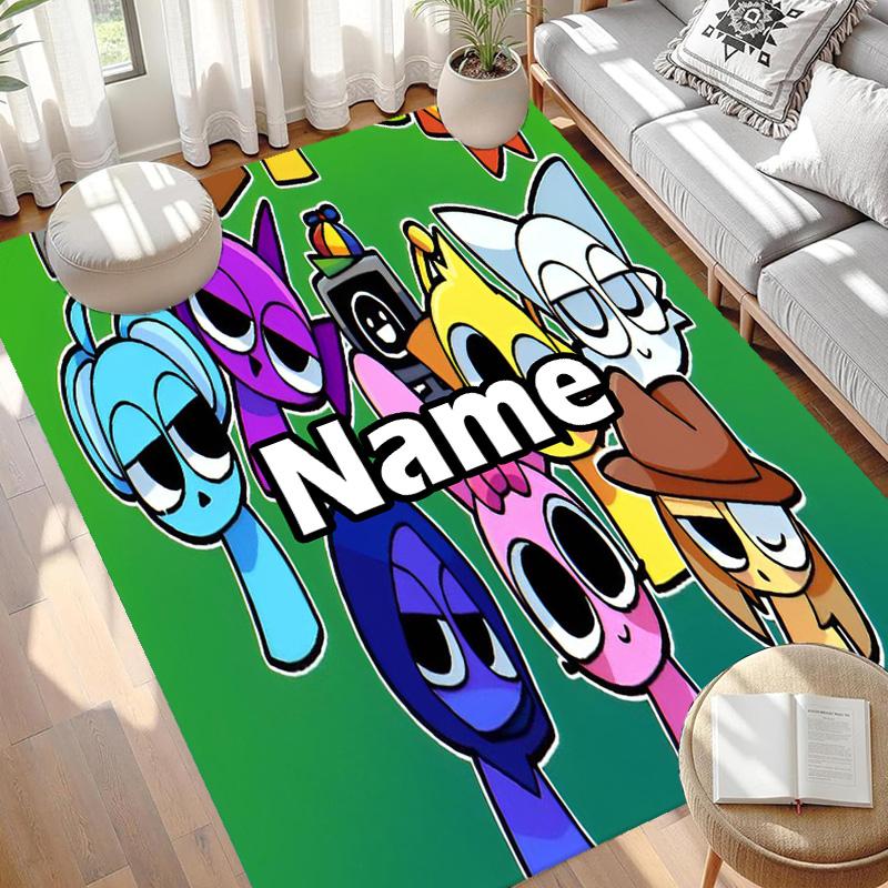 Custom Name Personalized Sprunki Game Print Carpet, Versatile Home Decor Rug, for Playroom, Apartment, Balcony, Entryway, Hallway Gift