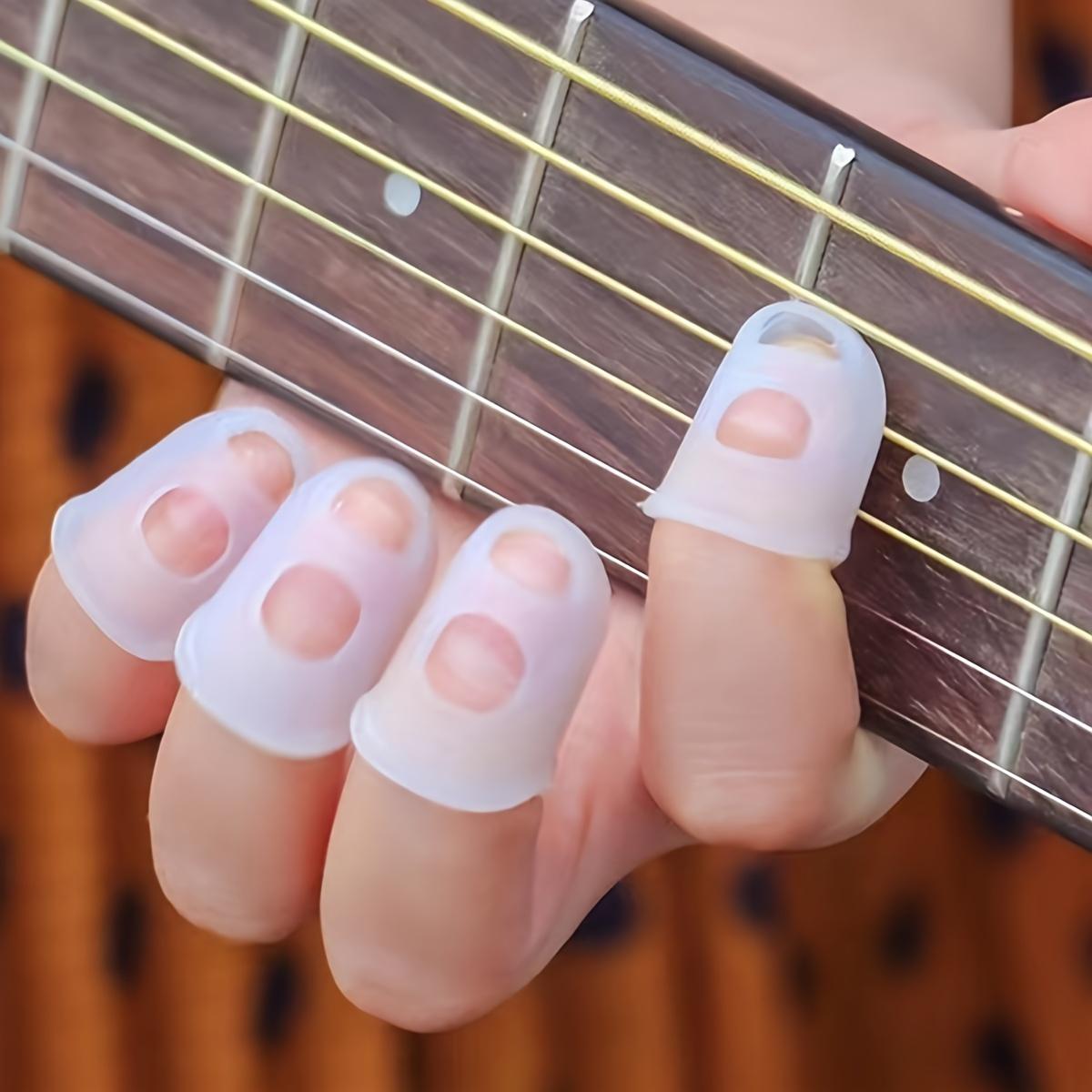 

4 Silicone Guitar Finger Sleeves for Beginners Comfortable Protective Picks Acoustic Guitar Practice Finger Protection 5pcs