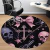 1pc Bow Gothic Skulls Office Round Area Rug, Indoor Mat Suitable ForOffice, Under Office Chairs Bedroom Living Room Home Decor, Room Deco,  n60