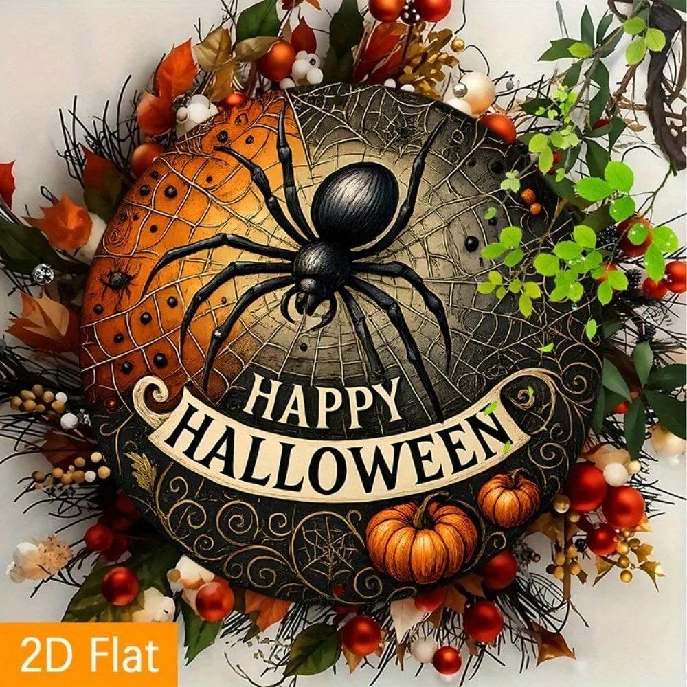 Halloween Aluminum Wall Art Spider Metal Sign Horror Decor Gift