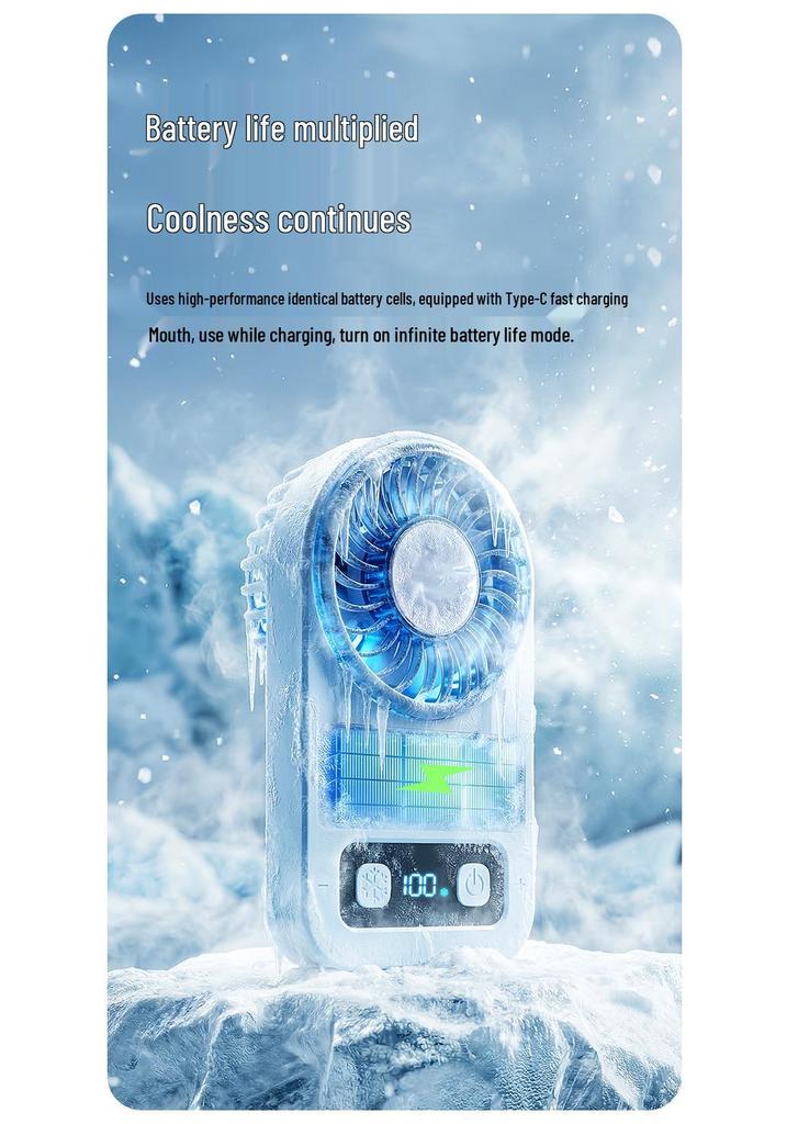 Ice Pack Portable USB Handheld Fan - Strong Wind Cooling for Outdoors