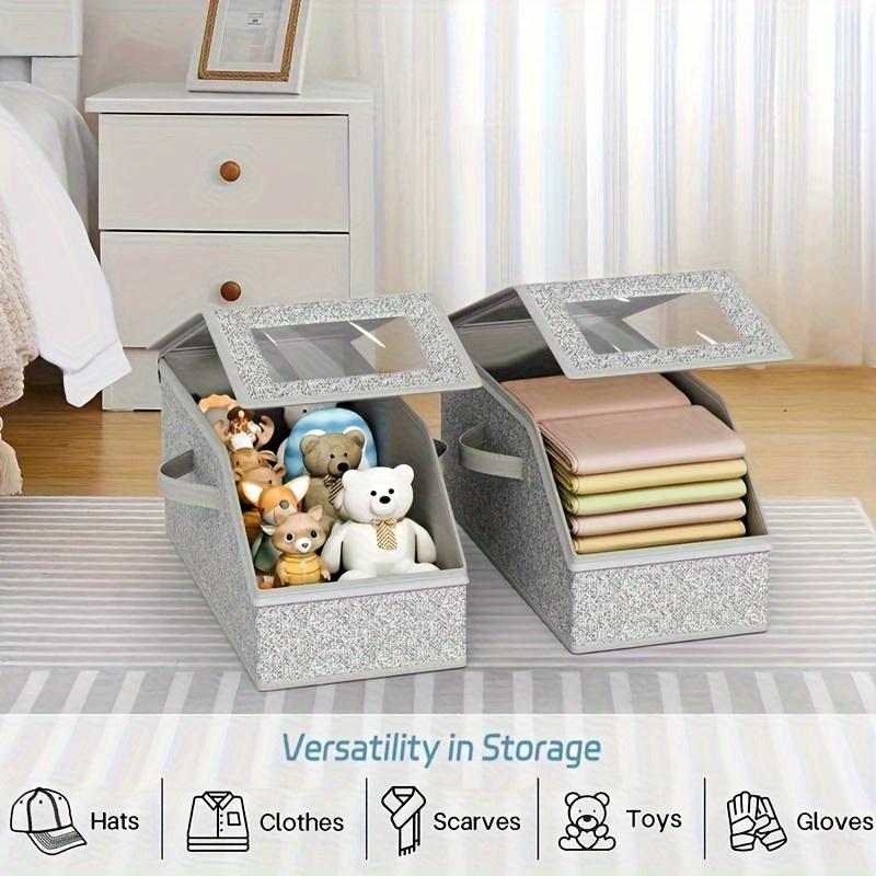 1pc Multifunctional Dust-proof Fabric Storage Box with Zipper Closet Organizer Baseball Caps Hats Clothes Organizer and Storage