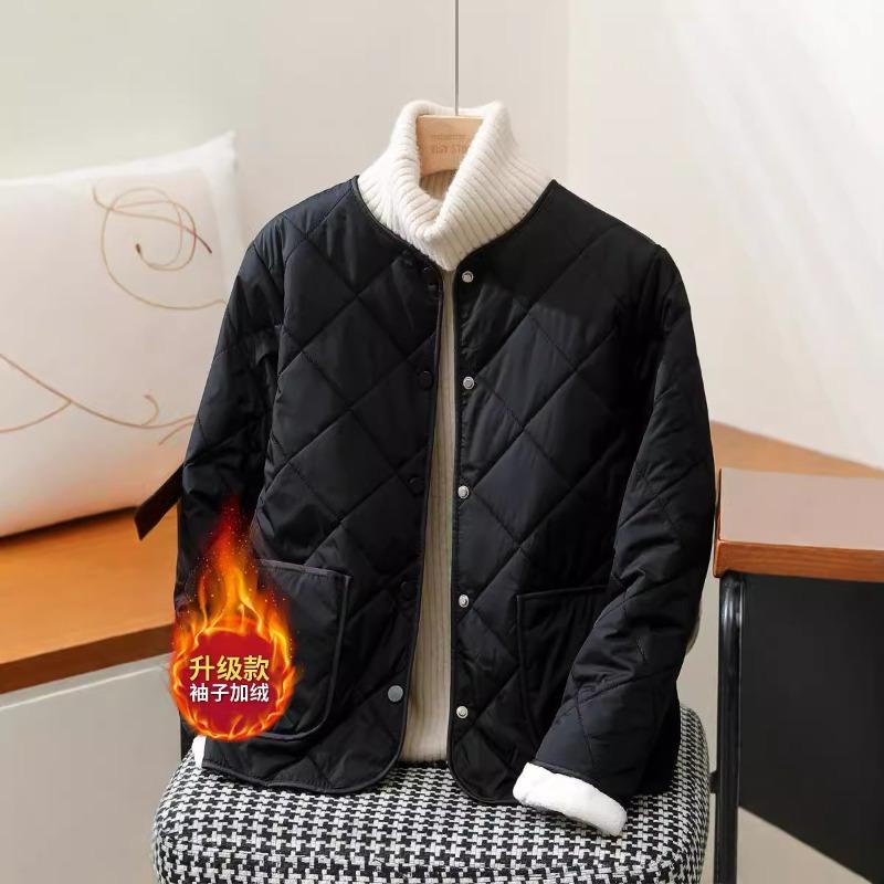 

Короткая хлопковая одежда женская зимняя новая модная хлопковая куртка ромбовидная пуховая хлопковая одежда с флисом приталенные куртки-пуховики 2XL розовый