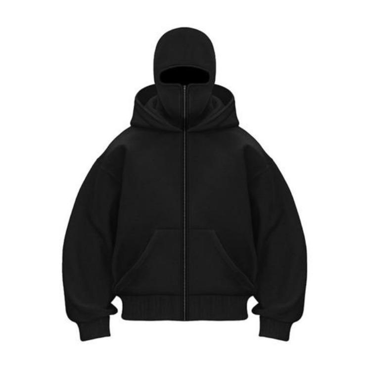 

Warm Winter Hoodie Coat Unisex Thick Double Hooded Sweatshirt Jacket Loose Fit Casual Solid Color S чёрный