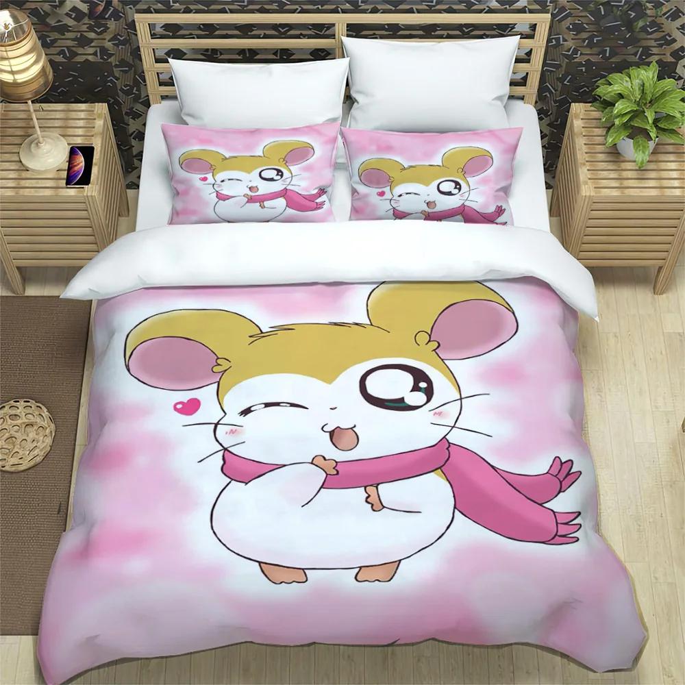 3D Printing Cartoon Lovely Hamtaro Bedding Set Duvet Cover Pillow Set Birthday Gift Children Quilt Cover Bedding Home Textiles