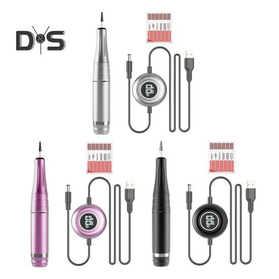 Polizor electric de unghii cu 6 atașamente Instrument de manichiură USB pentru unghii și unghii de la picioare Mașină de unghii de mare viteză 35000RPM pentru uz casnic și în salon