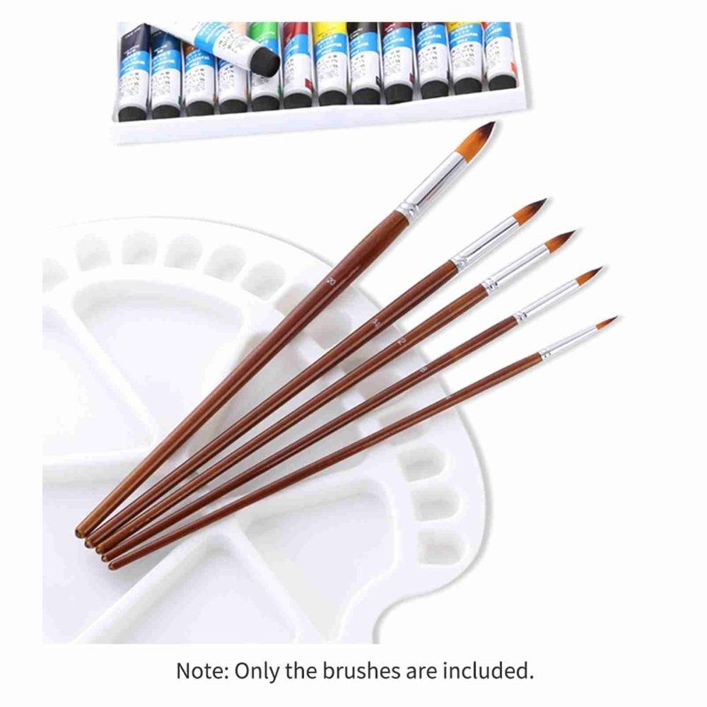 Wooden Paint Brushes Set Round Tip Paint Brushes Versatile Watercolor Brushes  Oil Painting