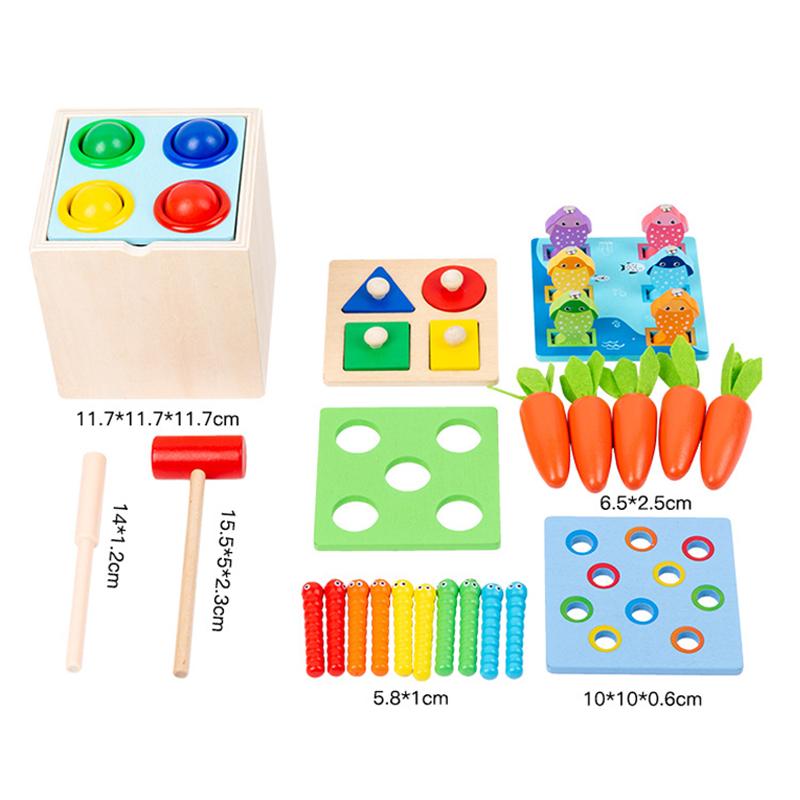 Baby Wooden Montessori Box Sensory Toys Color Shape Sorting Matching Games Winder Object Permanence Activities Educational Toys