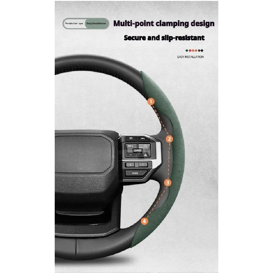 Suitable for Gmc Sports Suede Steering Wheel Cover, Split Snap-On Anti-Slip Cover for Models Such as Sierra 1500 Hd, Yukon,