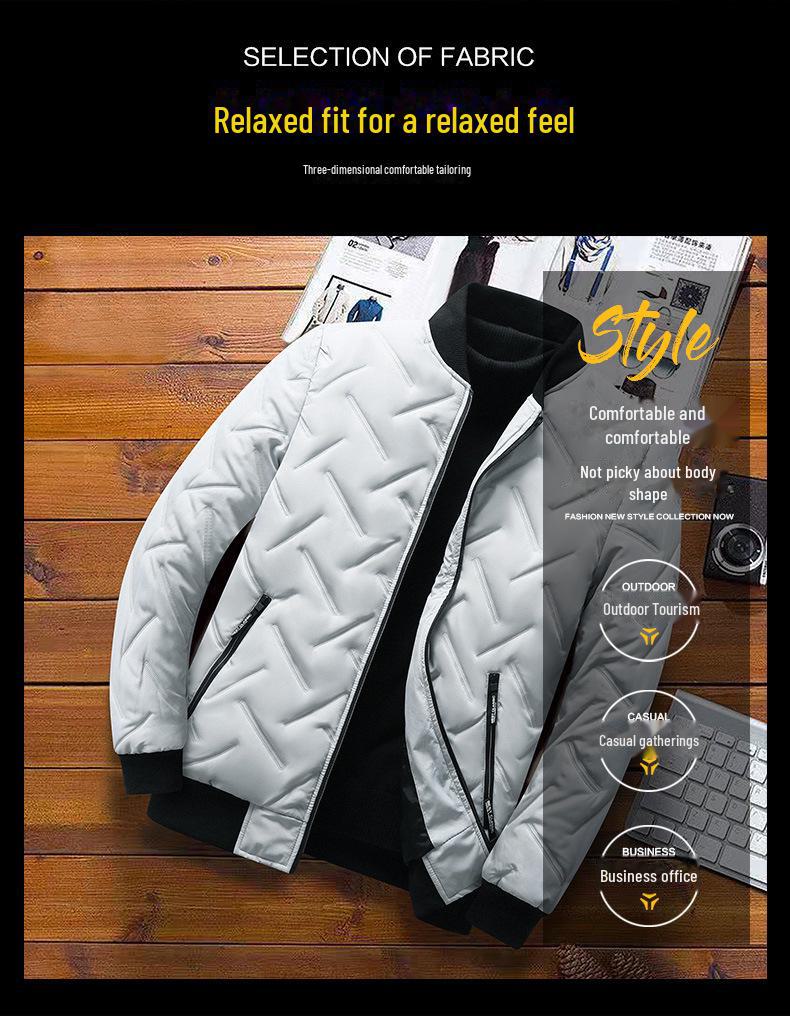 2024 Men's Stand Collar Cotton Coat: Trendy, Light, Warm Autumn and Winter Top