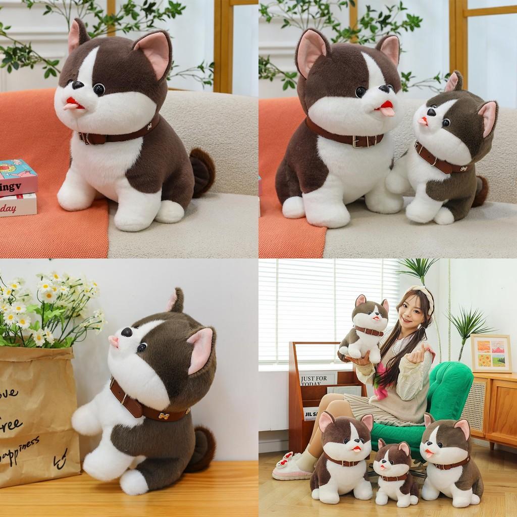 Cute Plush Dog Toy For Kids Grey Pp Cotton Stuffed Animal Decor