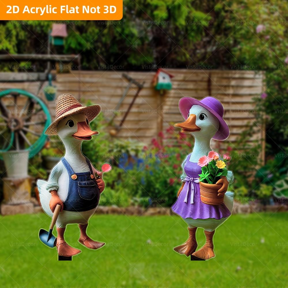 Duck Couple, 2D Flat, Acrylic, Garden Decor, Suitable for Lawns, Parties, Christmas, Halloween