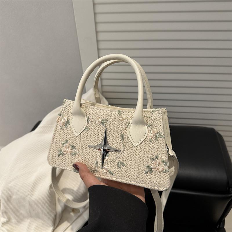 Women Elegant Woven Pu Compact Handbag With Inner Phone Pocket For Work Or Play