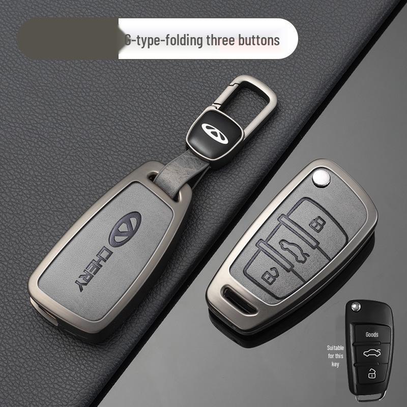 Chery Car Key Cover: Fits Tiggo, EQ1, QQ Ice Cream, Arrizo E - Small, Secure Metal Shell with Hanging Buckle