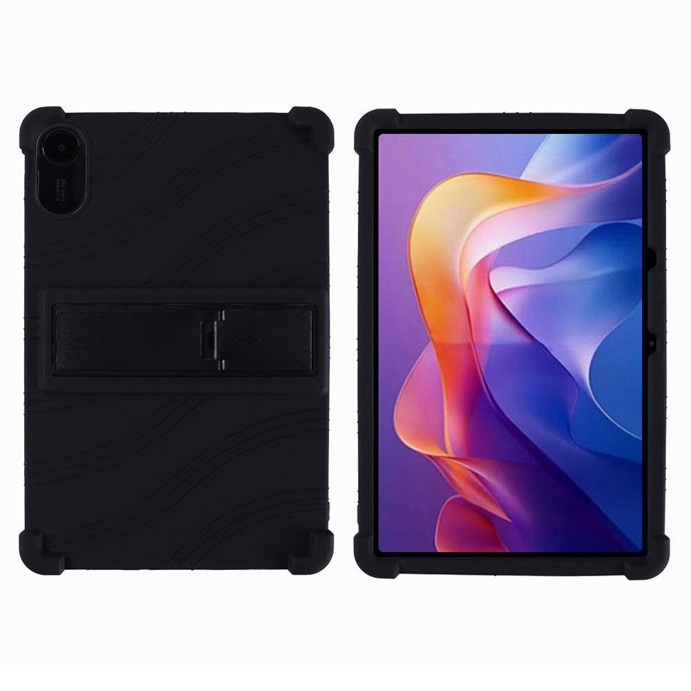 

For Xiaomi Redmi Pad 2 Silicone Case with Kickstand Rugged Protective Cover Black