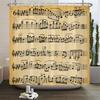200x180cm Bathroom Waterproof Shower Curtain Simple Art Music Notes Pattern Printed Polyester Home Decoration Curtain With Hooks