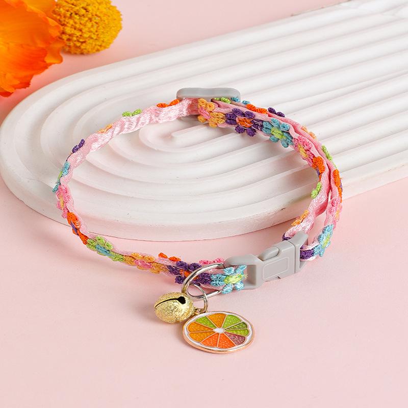 Colorful Lace Flower Cat Collar with Bell - Pet Necklace Jewelry for Cats and Puppies