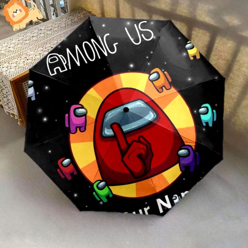 1 PC Automatic Folding Umbrella - Among Us Custom Name Pattern, Portable & Foldable Design with 8 Ribs, Christmas Birthday Gifts