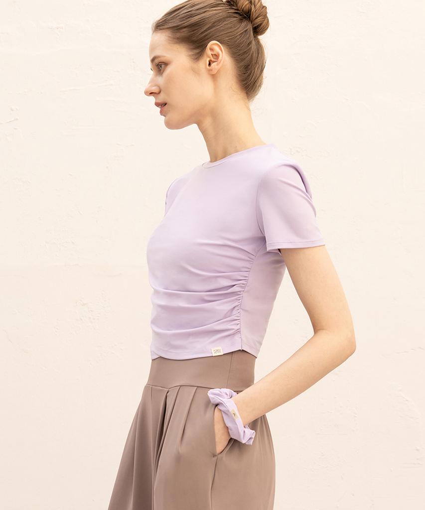 FORMATIVE Overlap Shirred Short Sleeve Fmst404_Powder Lilac