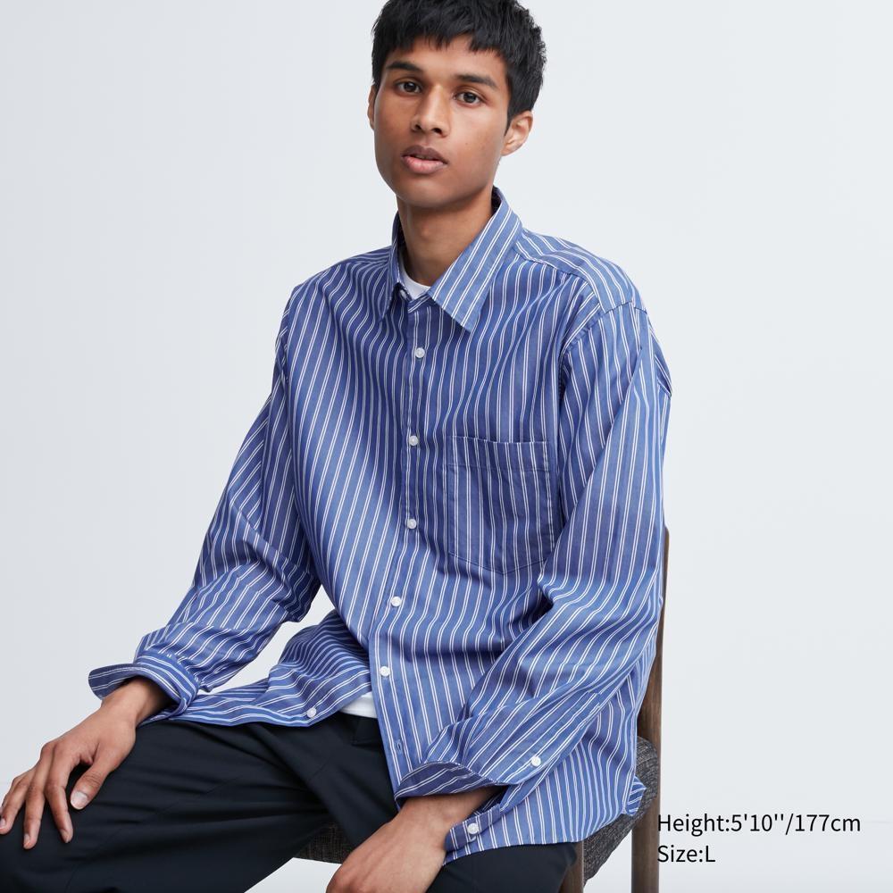 

Рубашка в широкую полоску из экстратонкого хлопка UNIQLO (Длинный рукав) D
