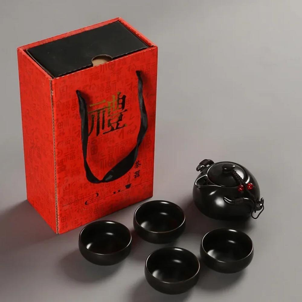 New Chinese Tea Gift Travel Set Kung Fu Portable Teapot Porcelain Teaset Gaiwan Cups of Ceremony