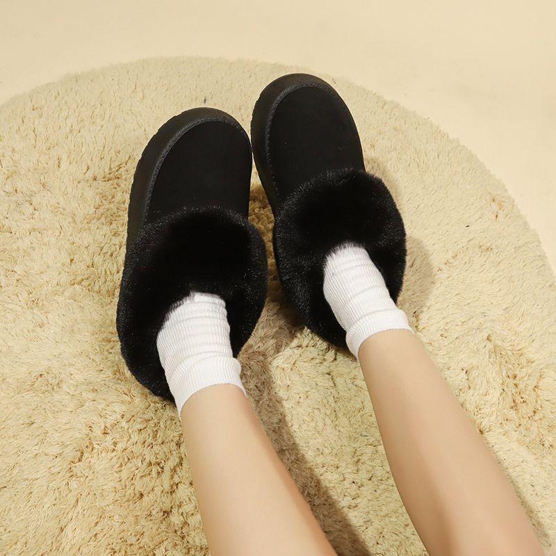 Modische vielseitige Samt verdickte bequeme warme Baumwollschuhe für Damen Herbst und Winter neue dicksohlige Schneestiefel für Damen