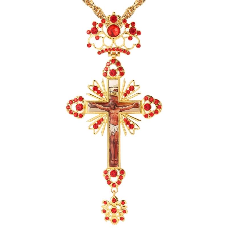Multipurpose Crosses Necklace Pendant with Elegant Designs Unisex Fashion Accessory Jewelry with Adjustable Length Chain