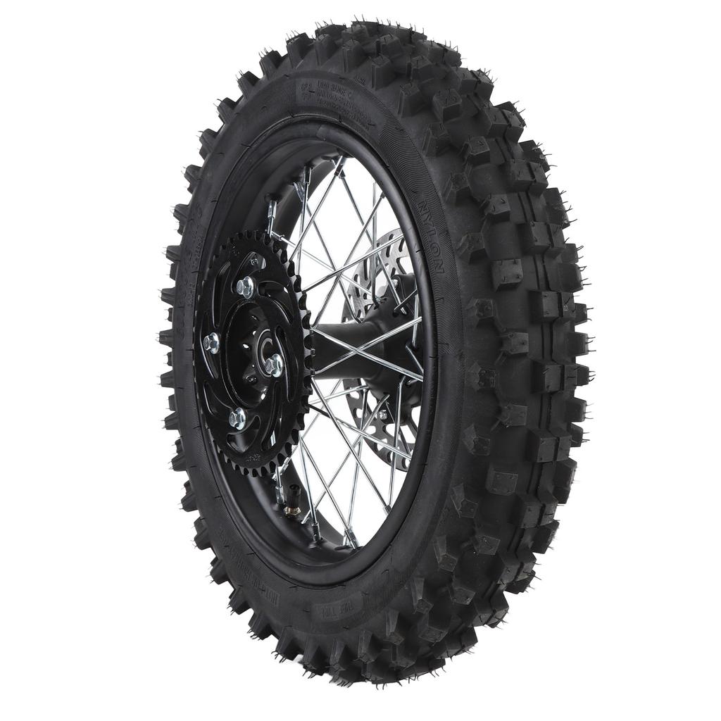 12 Inch Dirt Bike Rear Wheel Rim 80 100 12 3.00 12 Rear Wheel Tire and Rim Inner Tube 15mm Axle with Brake Rotor and