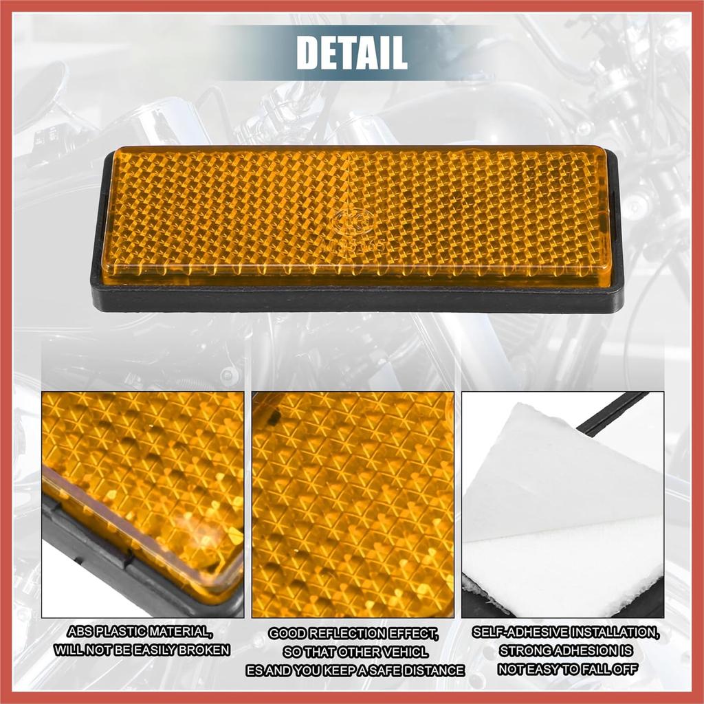 ACROPIX 6 Pcs Rectangular Stick-on Safety Spoke Reflective Self Adhesive Reflector for Gate Posts Cars Trailer Motorcycle Trucks Boat Bicycle Bike