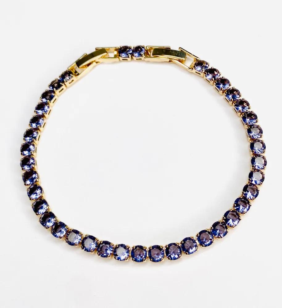 Gold-set Zircon Gemstone And Diamond Full Diamond Bracelet