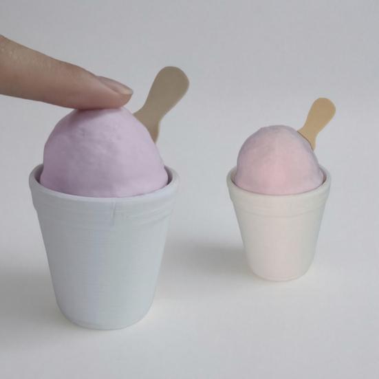 Ice Cream Cup Fidget Clicker, 3D Printed Ice Cream Finger Clicker, Anxiety Stress Relief Push Button Fidget Toy for Kids Adults