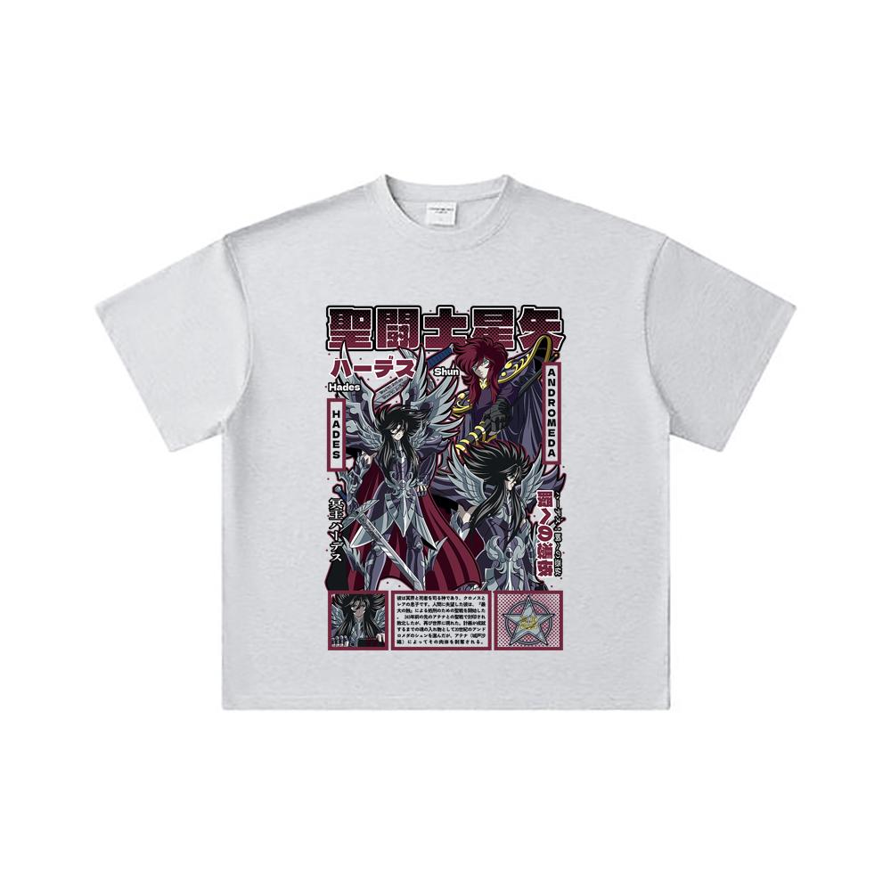 260 GSM Double Yarn 32 Count 100% Cotton Saint Seiya V4 Hades Print Unisex Heavy Cotton T Shirt… More