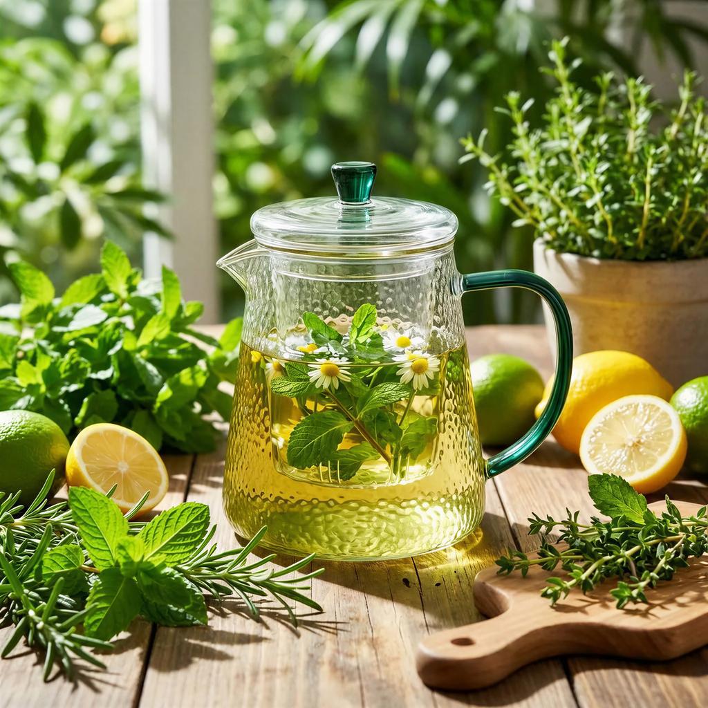 GLASS JUG TEA INFuser 1L TRANSPARENT BOROSILICATE GLASS