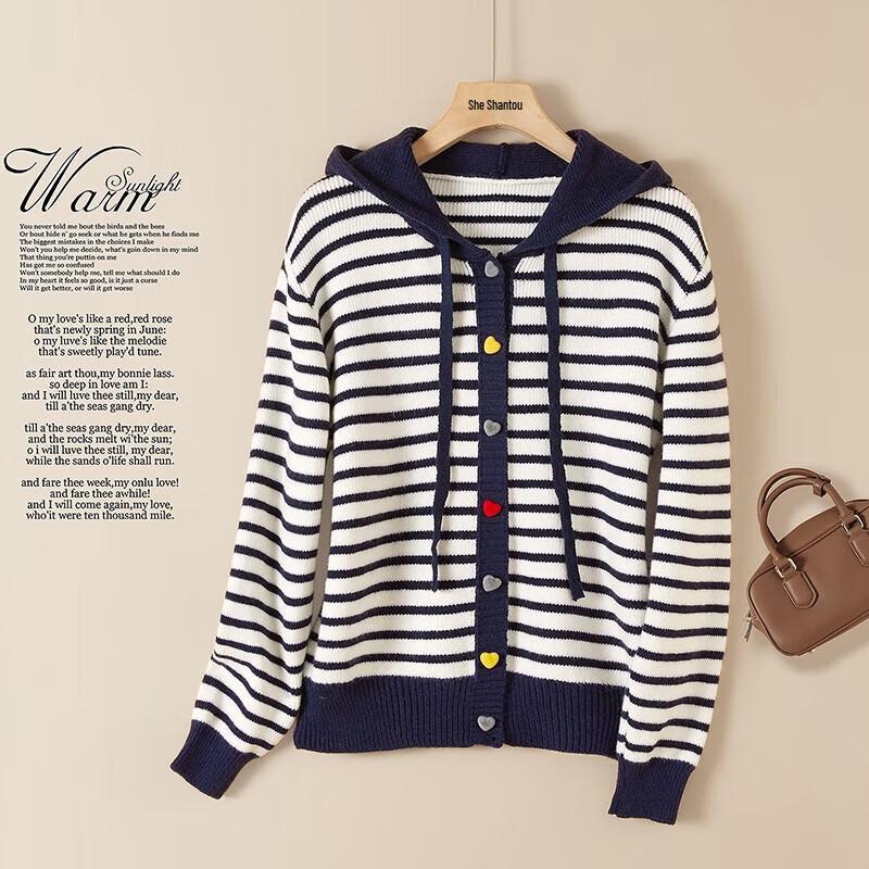 

Shechi Women s Hooded Colorblock Striped Knit Sweater One Size