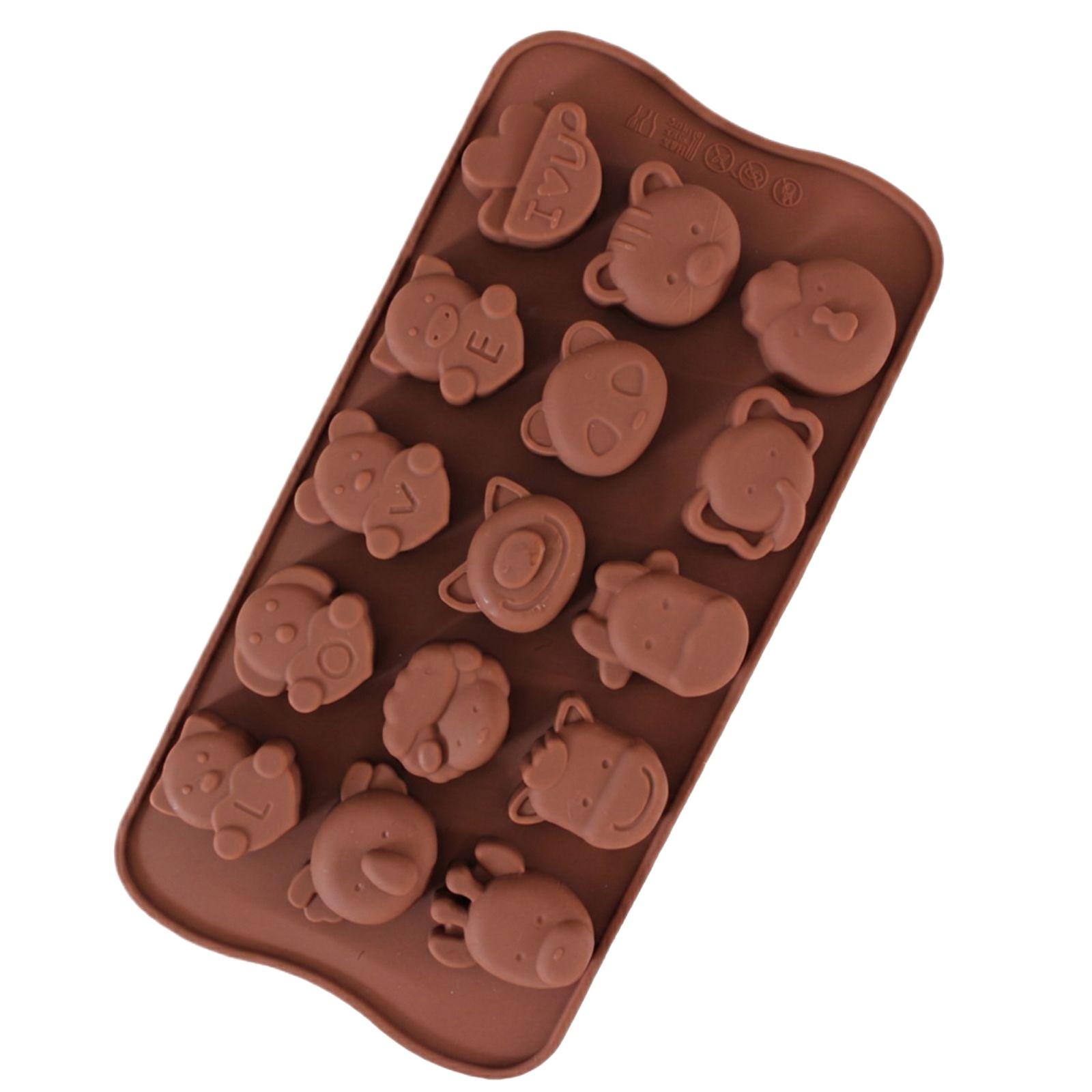 

Silicone Animal Shaped Chocolate Mold Flexible Non-Stick Baking Tray for Homemade Candy Ice Cube Tray with Multiple Cute Animal Designs One Size коричневый