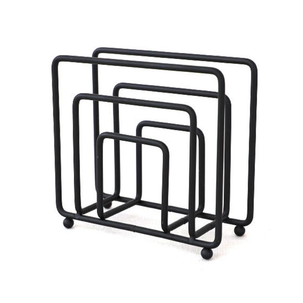 Napkin Holder Iron Flat Serviette Holder Freestanding Wooden Base Square Paper Raised for Kitchen Office Table Reusable