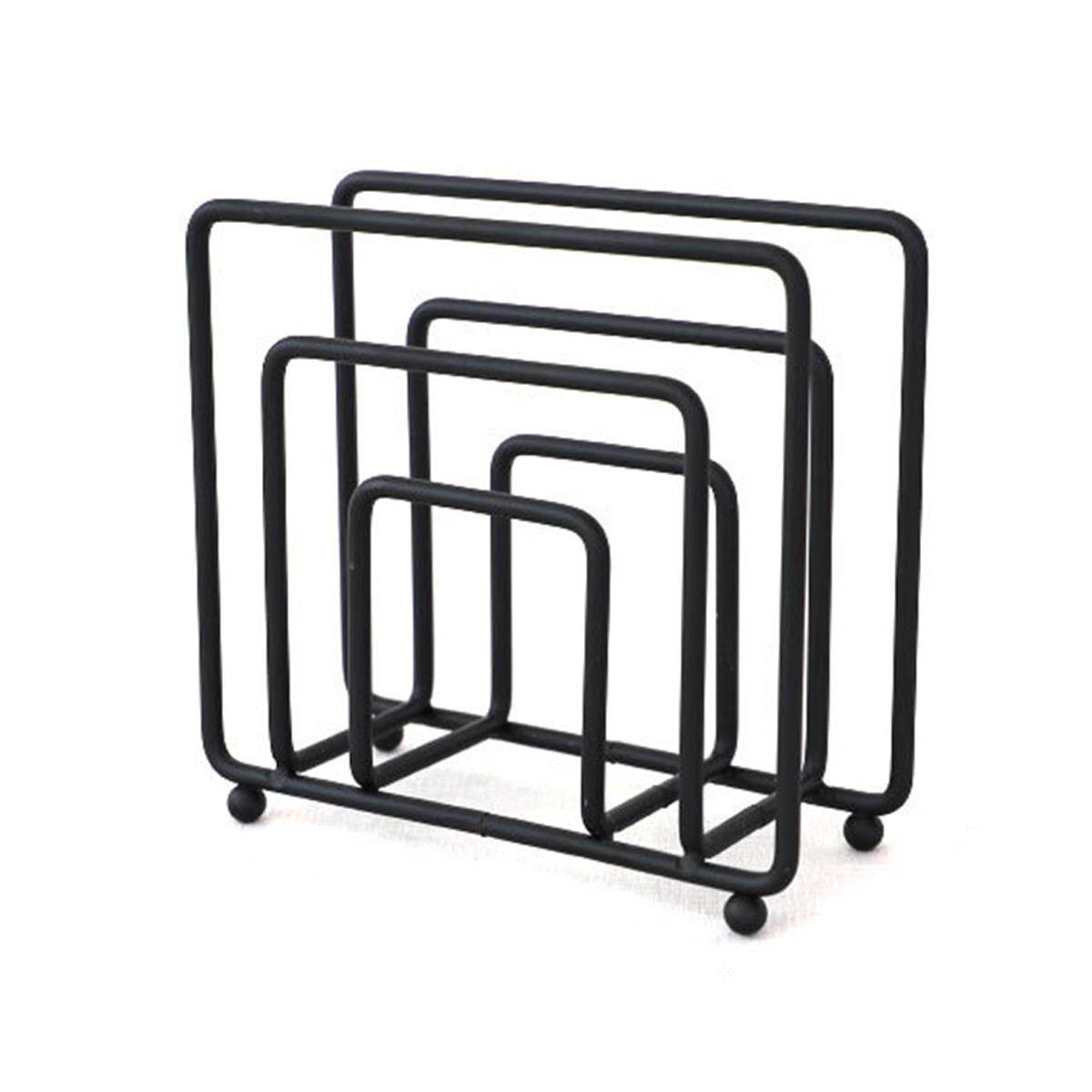 

Napkin Holder Iron Flat Serviette Holder Freestanding Wooden Base Square Paper Raised for Kitchen Office Table Reusable