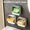 Wall Mounted Soap Box With Lid, Non Drilled Drainage Soap Tray, Simple Soap Storage Rack For Home Bathroom, Bathroom Accessories