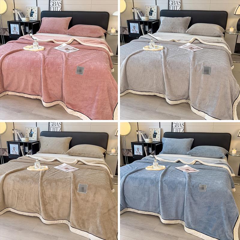 Solid Color Knitted Blanket Office Nap Blanket Single Sofa Blanket Coral Fleece Air Conditioning Blanket Bedding Home Decor