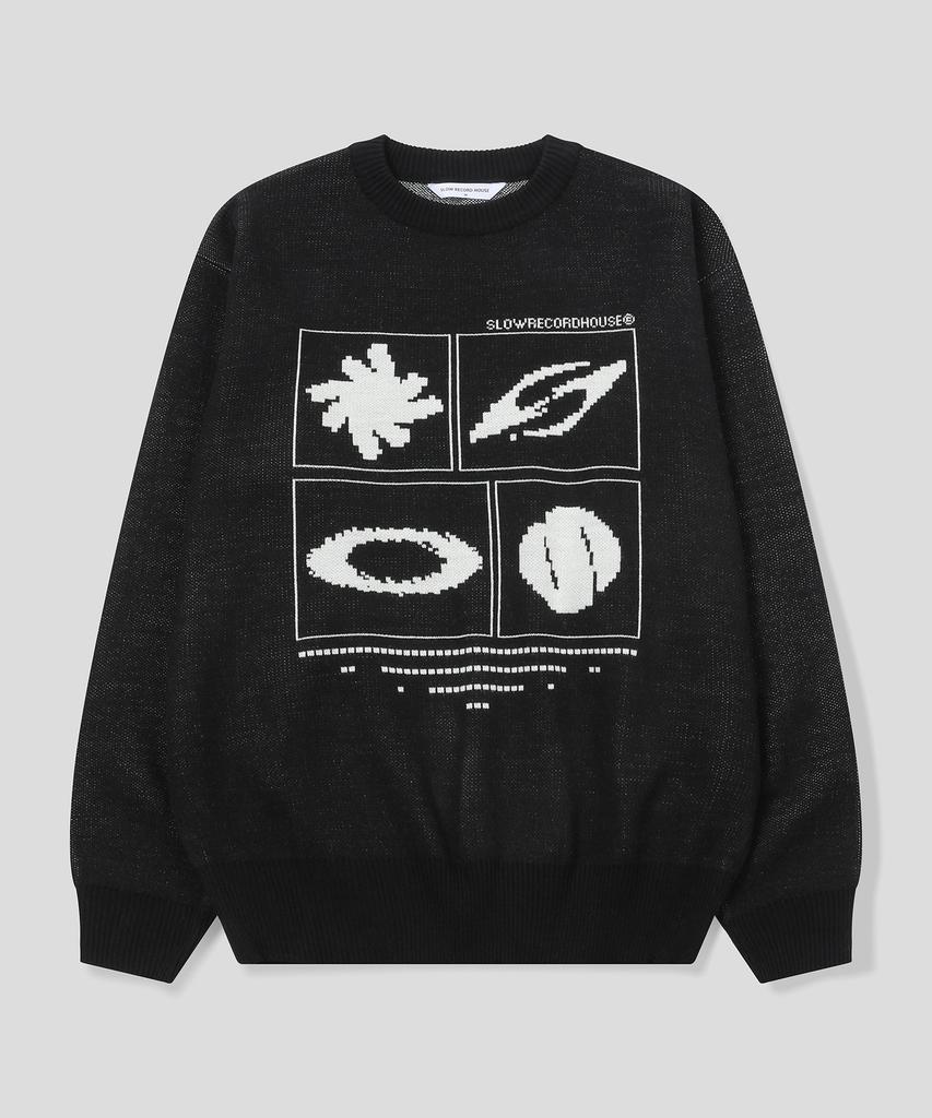 SLOW RECORD HOUSE Universe Logo Knit_Black