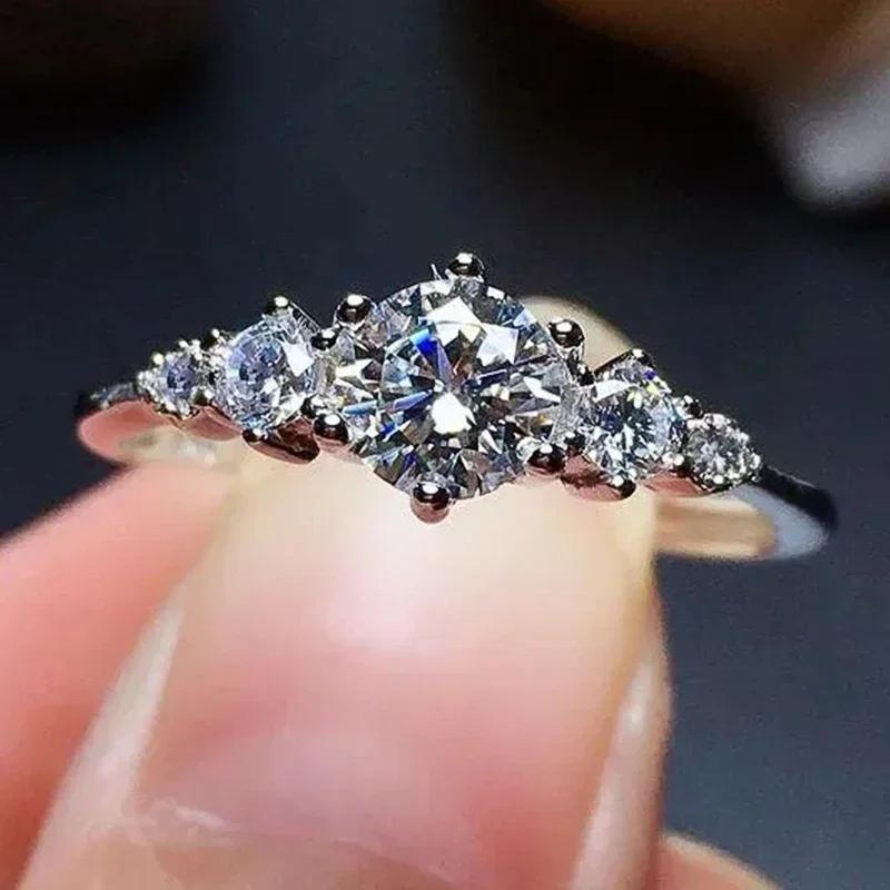 

Huitan Temperament Sweet Women s Wedding Ring Inlaid AAA Round Cubic Zirconia Bling Female Accessories 2026 Trendy Zircon 6